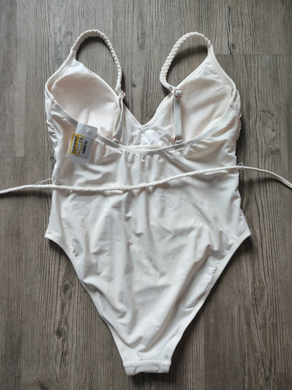 Shade & Shore Braided One Piece Swimsuit Built-In Bra High Leg Belted Size L NWT